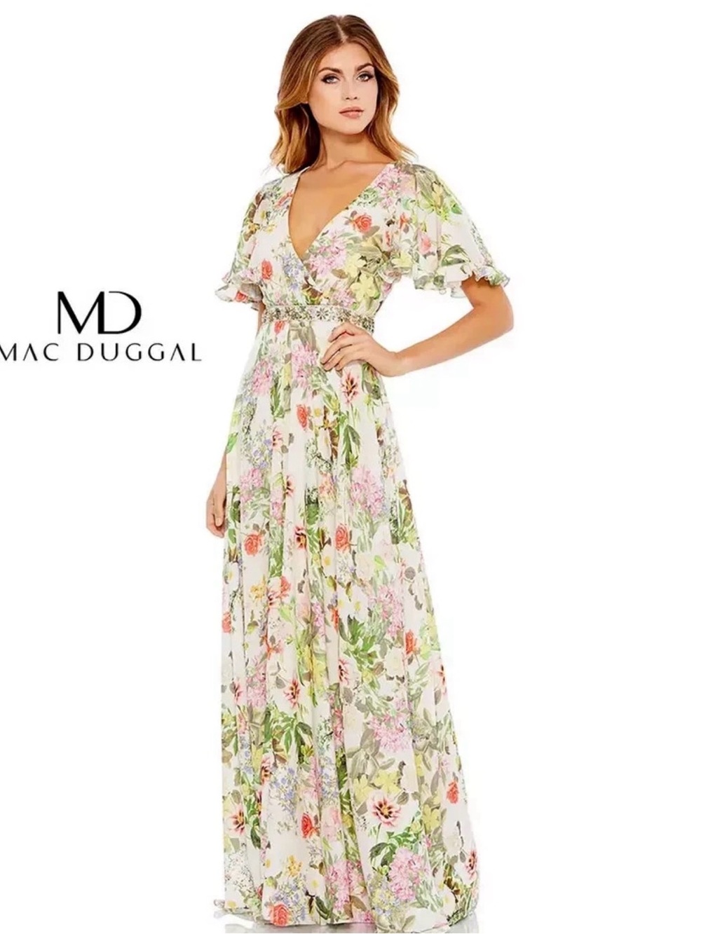 Mac Duggal Floral Maxi Dress – Size 10